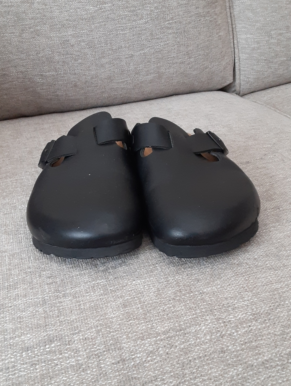 Birkenstock Black Leather Clog with Buckle Detail - Picture 2 of 9